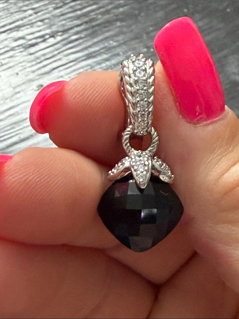 Judith Ripka pierced 925 silver Elegant Black Crystal Drop Earrings